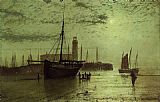 Whaleback Lighthouse, Portsmouth, New Hampshire Paintings - The Lighthouse at Scarborough by John Atkinson Grimshaw